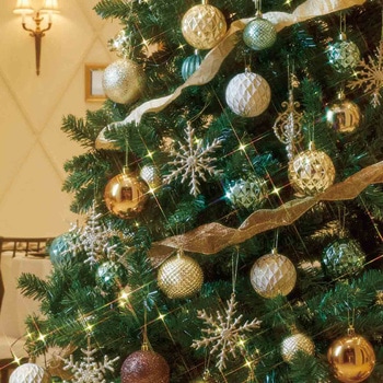 冬装飾 クリスマスツリーセット ゴールドグリーン ストア・エキスプレス