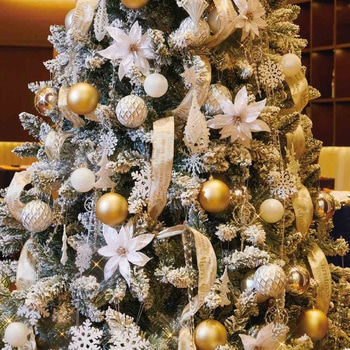 冬装飾 クリスマスツリーセット ホワイトゴールド ストア・エキスプレス
