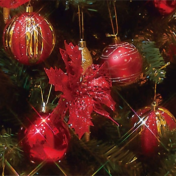 冬装飾 木製ベースクリスマスツリーセット レッド - ストア・エキスプレス