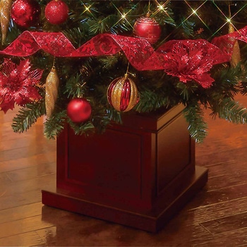 冬装飾 木製ベースクリスマスツリーセット レッド - ストア・エキスプレス