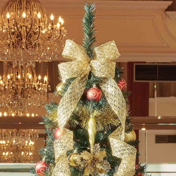 冬装飾 木製ベースクリスマスツリーセット ゴールド ストア・エキスプレス