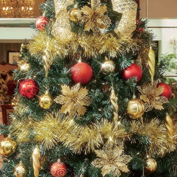 冬装飾 木製ベースクリスマスツリーセット ゴールド ストア・エキスプレス