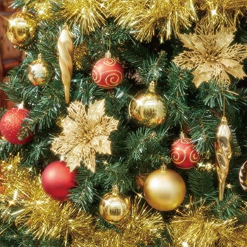 冬装飾 木製ベースクリスマスツリーセット ゴールド ストア・エキスプレス