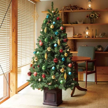 冬装飾 ウッドポットクリスマスツリーセット カラフル ストア・エキスプレス