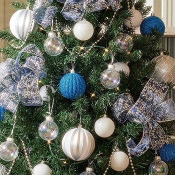 冬装飾 ウッドポットクリスマスツリーセット ブルーシルバー ストア・エキスプレス