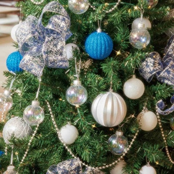 冬装飾 ウッドポットクリスマスツリーセット ブルーシルバー ストア・エキスプレス