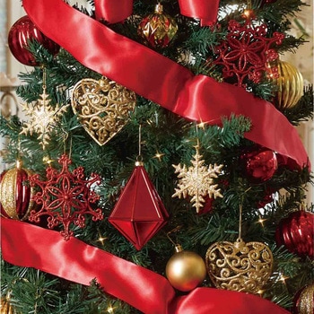 冬装飾 スクエアベース スリムクリスマスツリーセット レッド ストア・エキスプレス