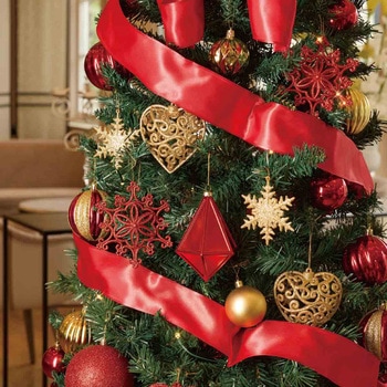 冬装飾 スクエアベース スリムクリスマスツリーセット レッド ストア・エキスプレス