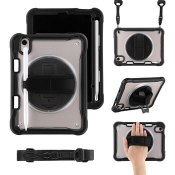 iPad mini 8.3インチ (A17 Pro/第6世代) 縦横スタンド可能 360度回転ホール 耐衝撃ケース クリア 長さ調節可能なショルダーストラップ付 Smart Stock