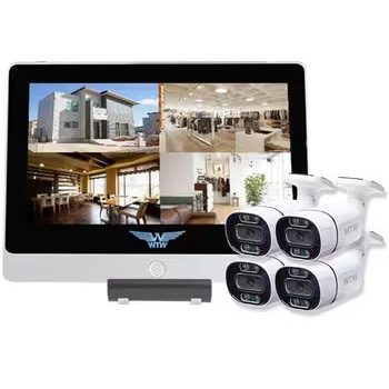 4K 800万画素POE 8ch 12.5インチモニタ一体式防犯カメラ用NVR  と センサーライトカメラ(1～4台)セット - 塚本無線