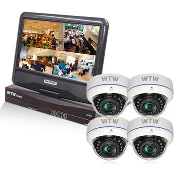 WTW塚本無線 モニター付POE8ch録画装置+500万画素防犯カメラ4台セット HDD2～8TB 塚本無線
