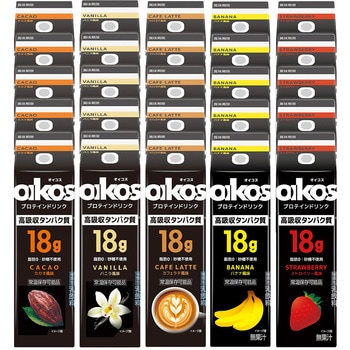 ダノンジャパン ダノンオイコス プロテインドリンク 240ml 5種セット各5本 高吸収たんぱく質(カカオ・バニラ・カフェラテ・バナナ・ストロベリー) - ダノンジャパン