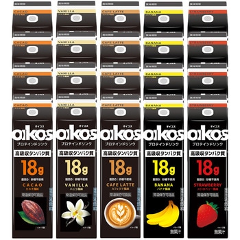 ダノンジャパン ダノンオイコス プロテインドリンク 240ml 5種セット各4本 高吸収たんぱく質(カカオ・バニラ・カフェラテ・バナナ・ストロベリー) - ダノンジャパン