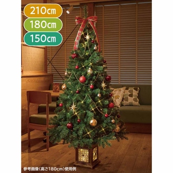 冬装飾 クリスマス用品 ポットライトツリー レッド 高さ210cm ストア・エキスプレス