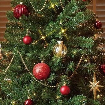 冬装飾 クリスマス用品 ポットライトツリー レッド 高さ210cm ストア・エキスプレス