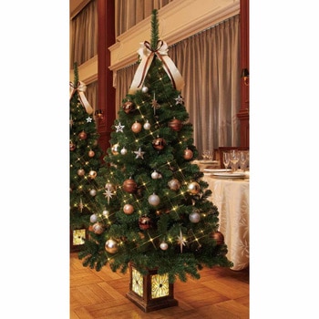 冬装飾 クリスマス用品 ポットライトツリー コパーゴールド 高さ180cm ストア・エキスプレス