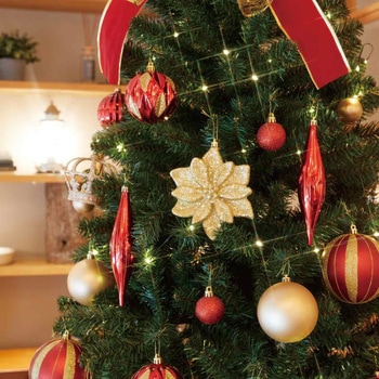 冬装飾 クリスマス用品 ラグジュアリーツリーセット レッドゴールド 高さ240cm ストア・エキスプレス