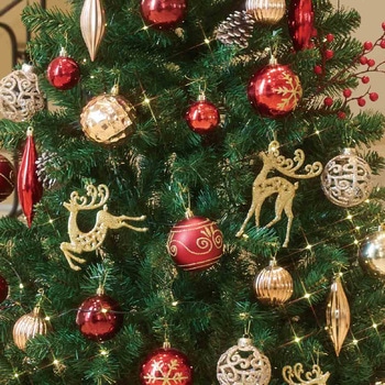 冬装飾 クリスマス用品 ラグジュアリーツリーセット レッド 高さ180cm ストア・エキスプレス