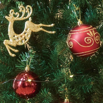 冬装飾 クリスマス用品 ラグジュアリーツリーセット レッド 高さ180cm ストア・エキスプレス