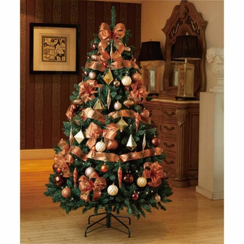 冬装飾 クリスマス用品 ゴージャスツリーセット コパーゴールド 高さ180cm ストア・エキスプレス