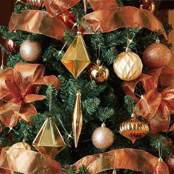 冬装飾 クリスマス用品 ゴージャスツリーセット コパーゴールド 高さ210cm - ストア・エキスプレス