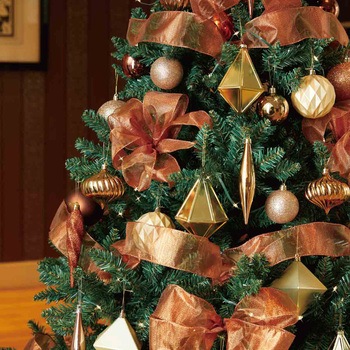 冬装飾 クリスマス用品 ゴージャスツリーセット コパーゴールド 高さ210cm - ストア・エキスプレス