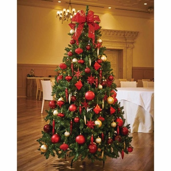 冬装飾 クリスマス用品 ゴージャスツリーセット レッド 高さ210cm ストア・エキスプレス