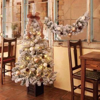 冬装飾 クリスマス用品 2WAYガーランド付ツリーセット スノー 高さ150cm ストア・エキスプレス