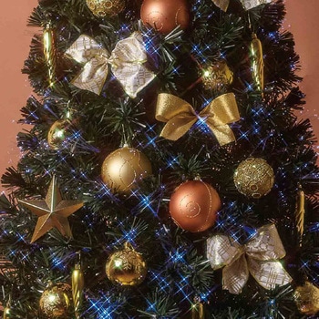 冬装飾 クリスマス用品 デコレーションファイバーツリーセット 高さ240cm ゴールド ストア・エキスプレス