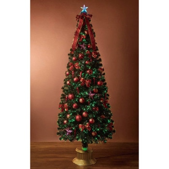 冬装飾 クリスマス用品 デコレーションファイバーツリーセット 高さ240cm レッド - ストア・エキスプレス