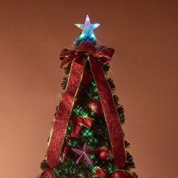 冬装飾 クリスマス用品 デコレーションファイバーツリーセット 高さ240cm レッド - ストア・エキスプレス