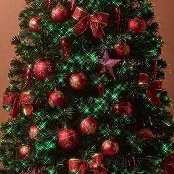 冬装飾 クリスマス用品 デコレーションファイバーツリーセット 高さ240cm レッド - ストア・エキスプレス