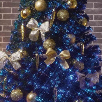 冬装飾 クリスマス用品 デコレーションファイバーツリーセット ゴールド 高さ210cm ストア・エキスプレス