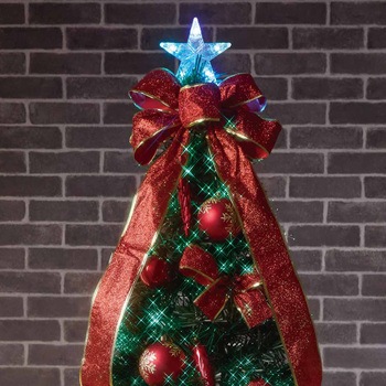 冬装飾 クリスマス用品 デコレーションファイバーツリーセット レッド 高さ210cm - ストア・エキスプレス