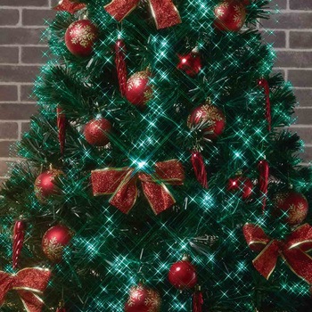 冬装飾 クリスマス用品 デコレーションファイバーツリーセット レッド 高さ210cm - ストア・エキスプレス