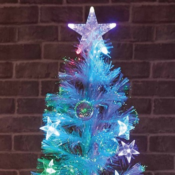 冬装飾 クリスマス用品 ホワイトファイバーツリー レインボースター 高さ210cm - ストア・エキスプレス