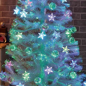 冬装飾 クリスマス用品 ホワイトファイバーツリー レインボースター 高さ210cm - ストア・エキスプレス