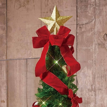 冬装飾 クリスマス用品 ライト付きポップアップツリー レッド 高さ180cm ストア・エキスプレス