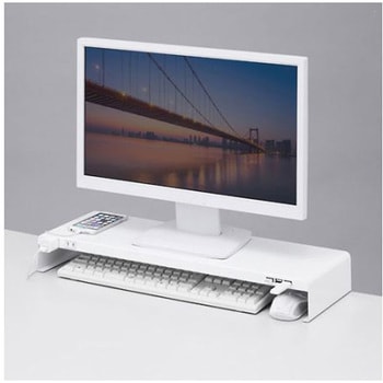 600x200x80mm モニタースタンド 電源タップ/USBハブ付 エスコ