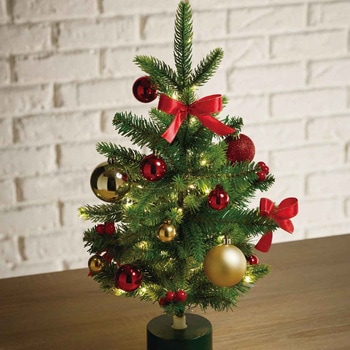 冬装飾 クリスマス用品 LED回転クリスマスツリー レッド 高さ53cm ストア・エキスプレス
