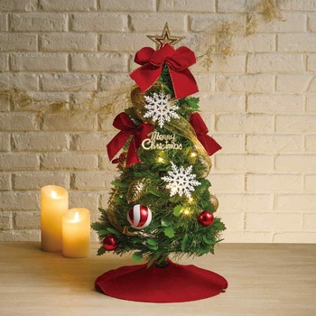冬装飾 クリスマス用品 LEDフォールディングクリスマスツリー レッド 高さ60cm ストア・エキスプレス