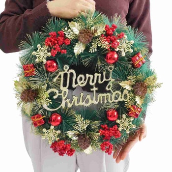 冬装飾 クリスマス用品 クリスマスナチュラルリース 直径40cm ストア・エキスプレス