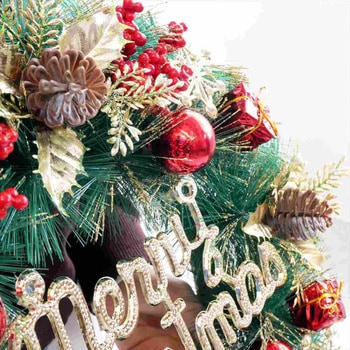 冬装飾 クリスマス用品 クリスマスナチュラルリース 直径40cm ストア・エキスプレス