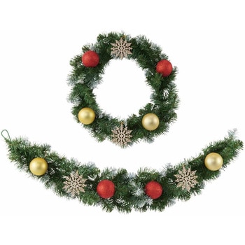 冬装飾 クリスマス用品 【2WAY】クリスマスリース直径 45cm/ガーランド 長さ90cm ストア・エキスプレス