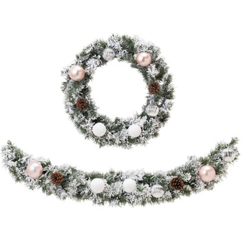 冬装飾 クリスマス用品 【2WAY】クリスマスリース直径 45cm/ガーランド 長さ90cm ストア・エキスプレス