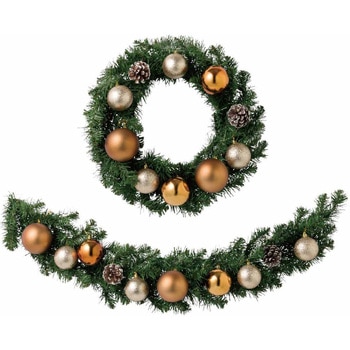 冬装飾 クリスマス用品 【2WAY】クリスマスリース直径 45cm/ガーランド 長さ90cm ストア・エキスプレス