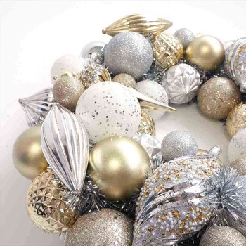 冬装飾 クリスマス用品 シルバーオーナメントクリスマスリース 直径50cm ストア・エキスプレス