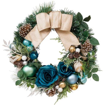 冬装飾 クリスマス用品 ブルーオーナメントボール クリスマスリース 直径40cm ストア・エキスプレス