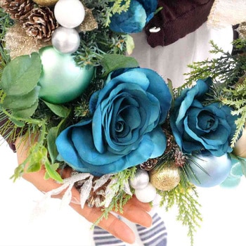 冬装飾 クリスマス用品 ブルーオーナメントボール クリスマスリース 直径40cm ストア・エキスプレス