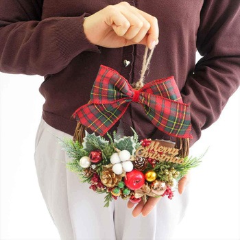 冬装飾 クリスマス用品 リボンクリスマスリース 直径23cm ストア・エキスプレス